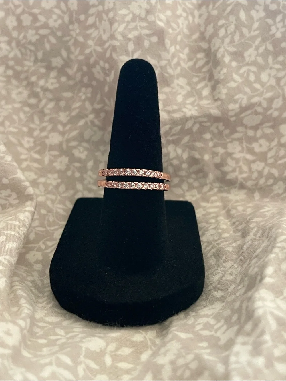 Rose Gold Double Band Crystal Ring - Women Jewelry - New
